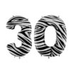 40" Foil Number Balloon - Party Decorations - Assorted Colours & Numbers (Zebra, Number 30)
