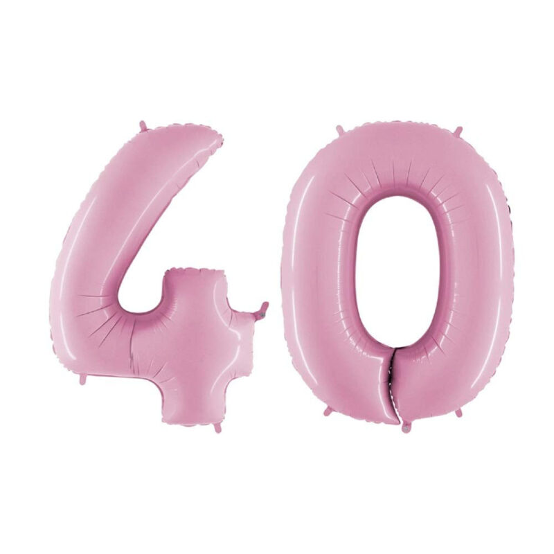 40" Foil Number Balloon - Party Decorations - Assorted Colours & Numbers (Pastel Pink, Number 40)