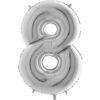 40" Foil Number Balloon - Party Decorations - Assorted Colours & Numbers (Silver, Number 8)