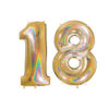 40" Holographic Foil Number Balloon - Party Decorations (Holo Gold, Number 18)