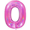 40" Holographic Foil Number Balloon - Party Decorations (Holo Pink, Number 0)
