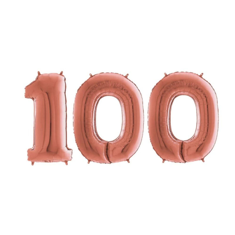 40" Foil Number Balloon - Party Decorations - Assorted Colours & Numbers (Rose Gold, Number 100)