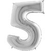 40" Foil Number Balloon - Party Decorations - Assorted Colours & Numbers (Silver, Number 5)