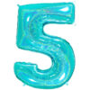 40" Holographic Foil Number Balloon - Party Decorations (Holo Tiffany, Number 5)