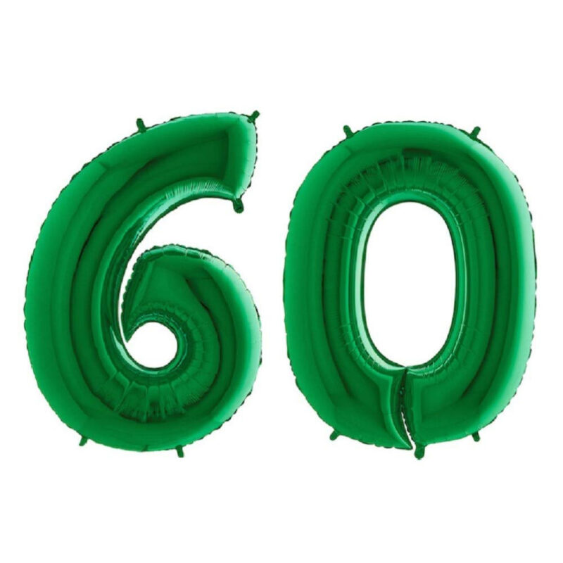 40" Foil Number Balloon - Party Decorations - Assorted Colours & Numbers (Green, Number 60)