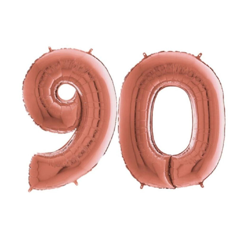 40" Foil Number Balloon - Party Decorations - Assorted Colours & Numbers (Rose Gold, Number 90)