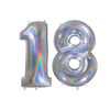 40" Holographic Foil Number Balloon - Party Decorations (Holo Silver, Number 18)