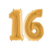40" Foil Number Balloon - Party Decorations - Assorted Colours & Numbers (Gold, Number 16)