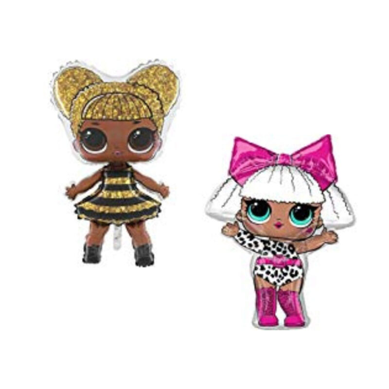 Pack Of 2 - 35" LOL Surprise Foil Balloons - Queen Bee + Diva Girl - LOL Party