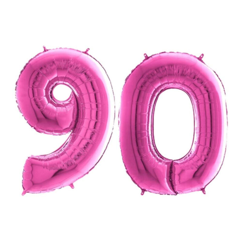 40" Foil Number Balloon - Party Decorations - Assorted Colours & Numbers (Pink, Number 90)