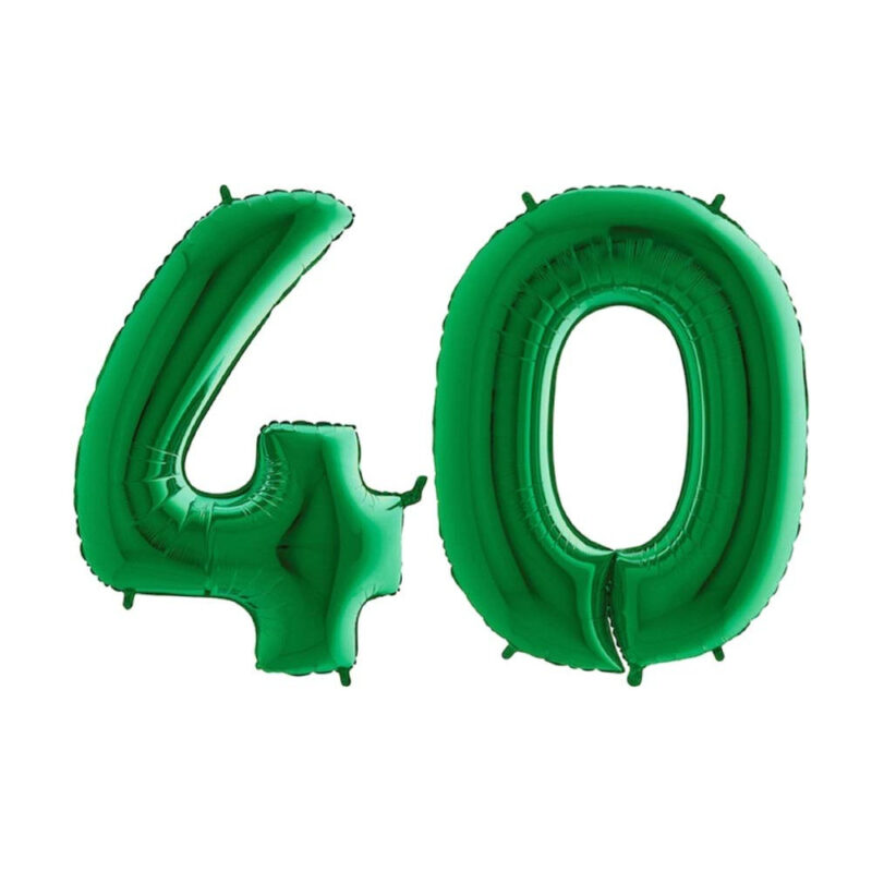 40" Foil Number Balloon - Party Decorations - Assorted Colours & Numbers (Green, Number 40)