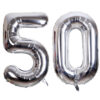 Number 50 Silver Balloon 40 inch Giant Foil Number Balloons - Party Balloons