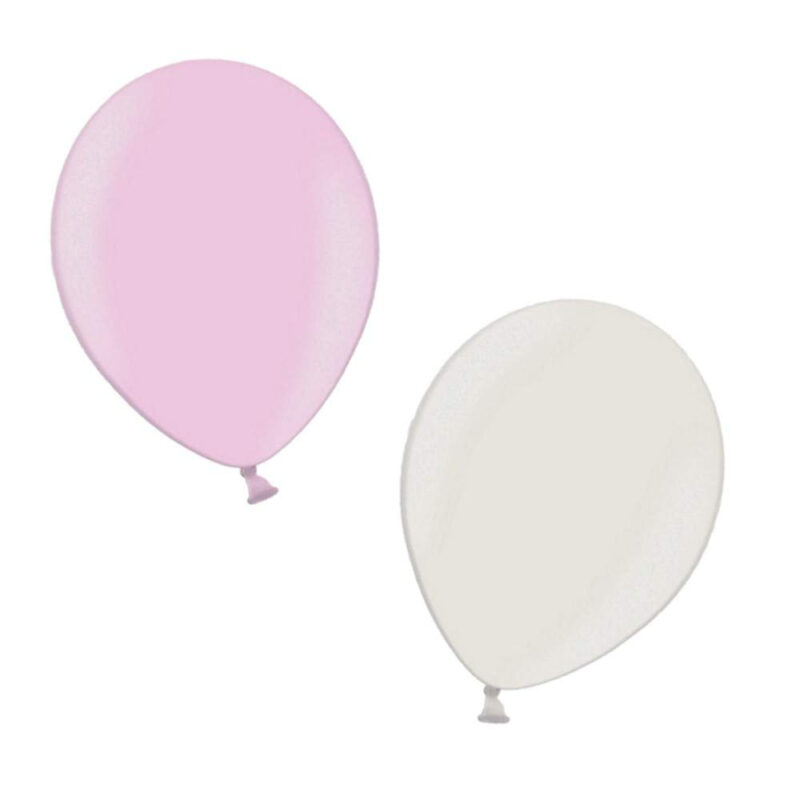12" Latex Balloons - Party Decorations - Assorted Colours in Packs of 30, 50 & 100 (Baby Pink & White, Pack of 100)