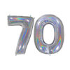 40" Holographic Foil Number Balloon - Party Decorations (Holo Silver, Number 70)