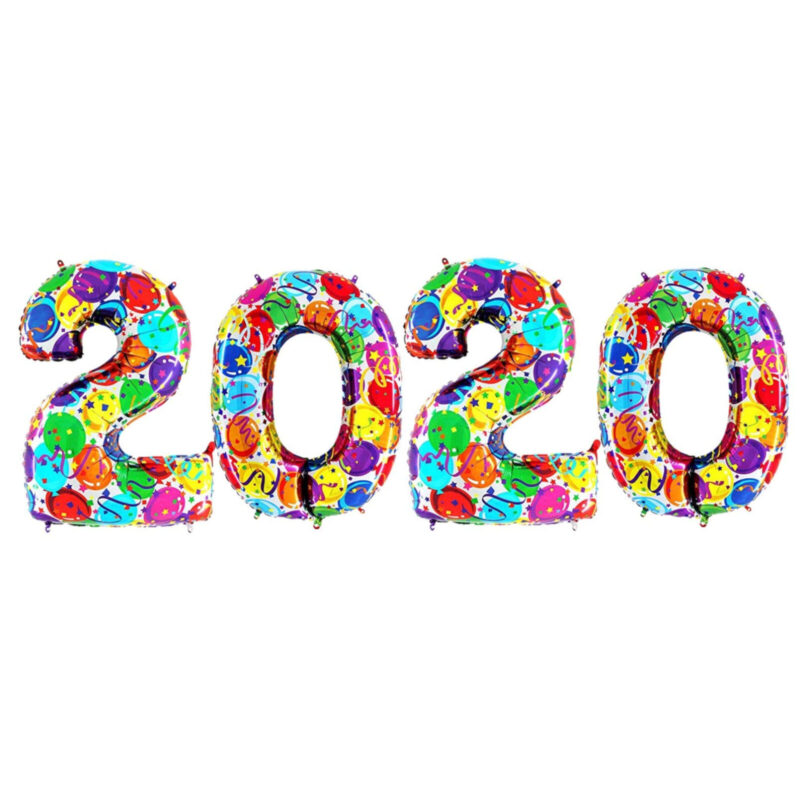Giant ‘2020’ In 40” Foil Number Balloons – Happy New Year – Party Decorations - Assorted Colours (Multi)