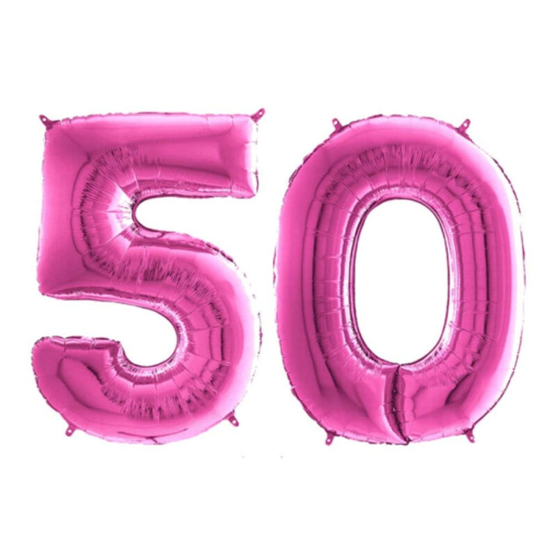 40" Foil Number Balloon - Party Decorations - Assorted Colours & Numbers (Pink, Number 50)