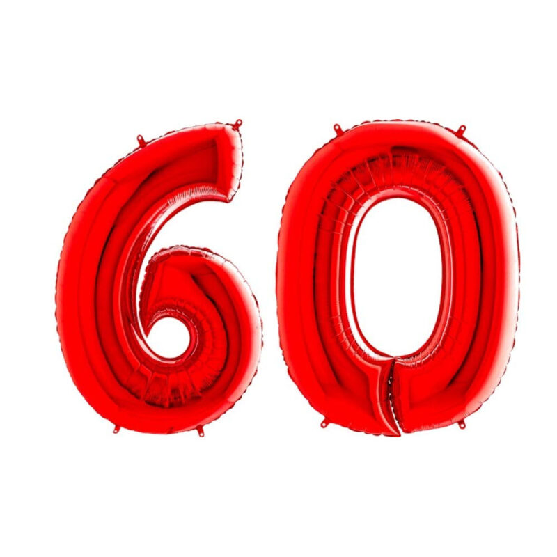 40" Foil Number Balloon - Party Decorations - Assorted Colours & Numbers (Red, Number 60)
