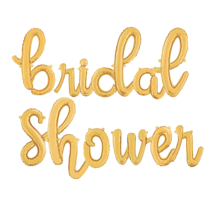 Bridal Shower -14” Gold Script Letter Balloons – Inflate with Air