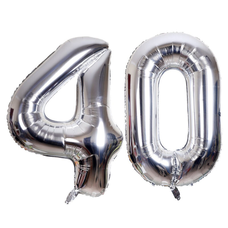 40" Silver Foil Number Balloon - Number 40 - Party Decorations