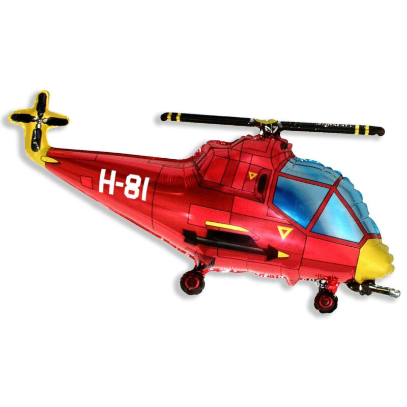 3 x 37 Inch Red Helicopter Shaped Foil Balloons
