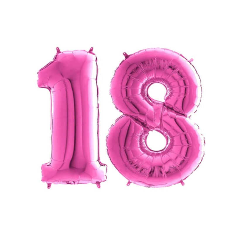 40" Foil Number Balloon - Party Decorations - Assorted Colours & Numbers (Pink, Number 18)