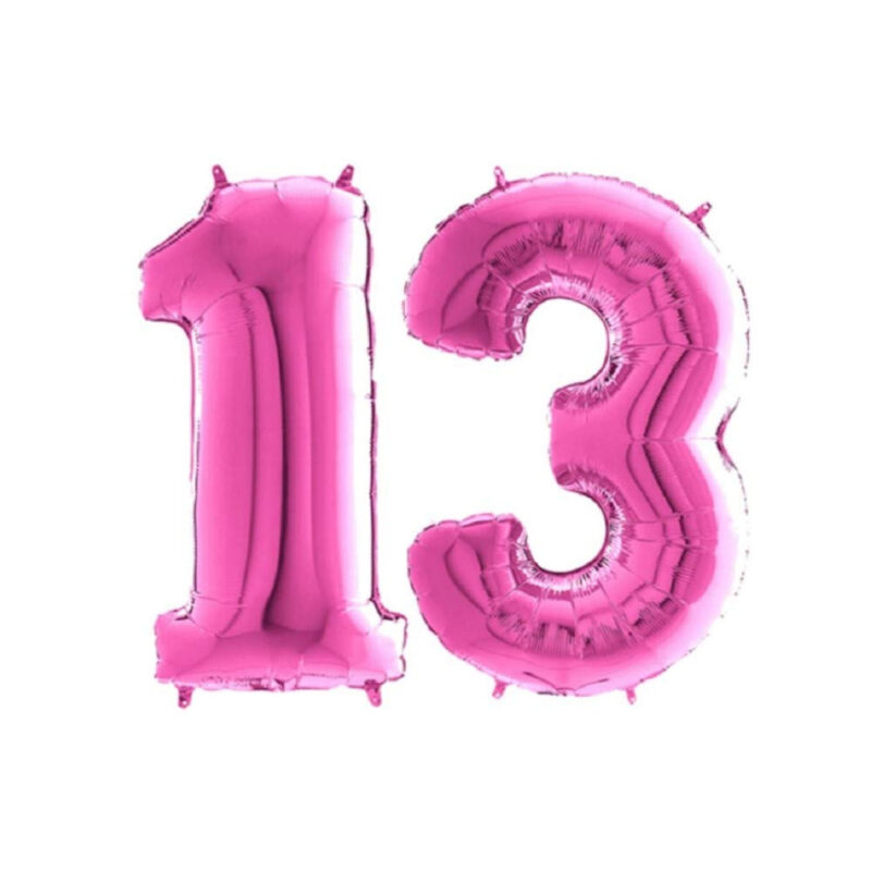 40" Foil Number Balloon - Party Decorations - Assorted Colours & Numbers (Pink, Number 13)