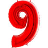 40" Foil Number Balloon - Party Decorations - Assorted Colours & Numbers (Red, Number 9)