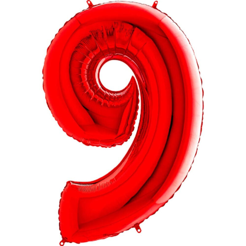 40" Foil Number Balloon - Party Decorations - Assorted Colours & Numbers (Red, Number 9)