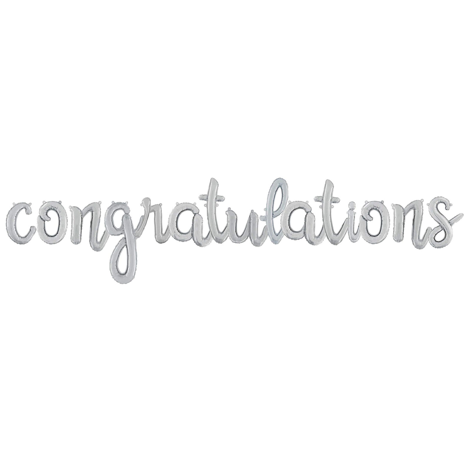 Congratulations 14” Silver Script Letter Balloons Inflate with Air