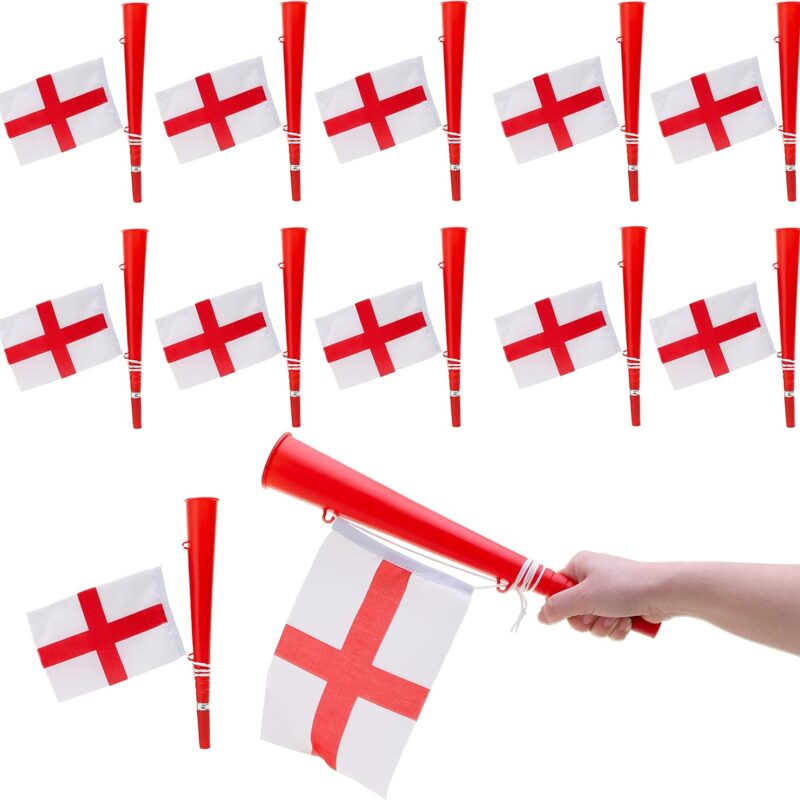 12 Piece Set England Flag and Horns - Football Noisemakers
