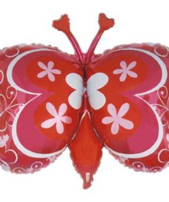 Set of 3 Pink And Red Butterfly Foil Shaped Balloons