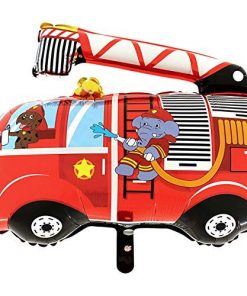 30" Fire Engine with Fireman Foil Balloon