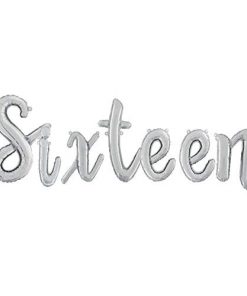 Sixteen -14” Silver Script Letter Balloons – Inflate with Air