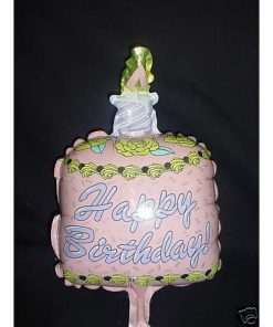 11" Happy Birthday Cake Shaped Mini Foil Balloon with Cup and Stick