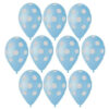 Pack of 10 - 13 Inch Baby Blue Latex Balloons with Silver Polka Dots - Party Decorations - Made in Italy