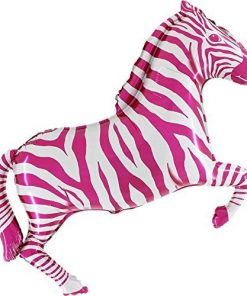 33 Inch Pink and White Zebra Shaped Foil Balloon