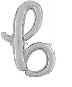 14" Silver Script Letter Balloons - Party Decorations (B)