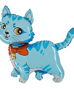 37"x34" Blue Cat Shaped Foil Balloon