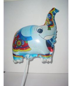 9" Blue Patterned Elephant Shaped Mini Foil Balloon