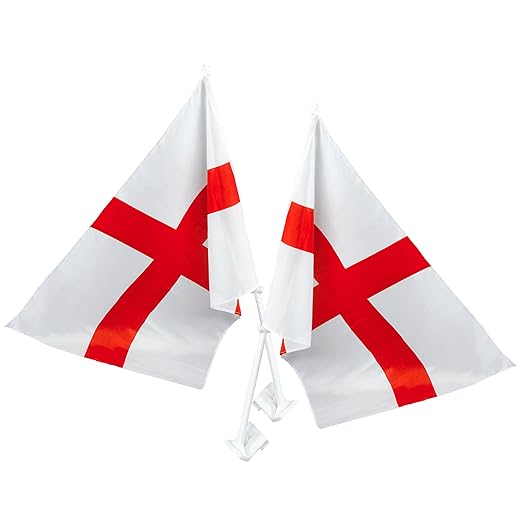 Pack Of 4 England St George Cross Car Window Supporters Flag 45cm x 30cm - Waving flag - Cricket World Cup/Euros