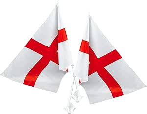 Pack Of 24 - St George England Waving Flag - Fabric Flag - 18" x 11" Flag Size - World Cup & Euros