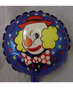 8" Blue Round Clown Face Mini Foil Ballloon with Cup and Stick