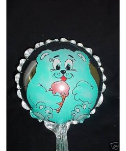 7" Blue Bear Eating Ice Cream Mini Foil Balloon with Cup and Stick