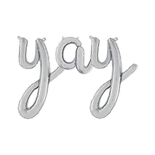 Yay 14” Silver Script Letter Balloons Inflate with Air Balloon Shop