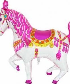 35 Inch Pink Circus/ Carousel/ Carnival Horse Shaped Foil Balloon