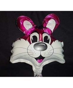 9" Pink Cat Shaped Mini Foil Balloon with Cup and Stick