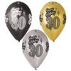 Pack of 25 - 13 Inch Metallic Latex Balloons Gold, Silver & Black with Happy 30th Birthday Message - Party Decorations - Made in Italy