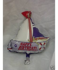 9" Happy Birthday Boat Shaped Mini Foil Balloon with Cup and Stick