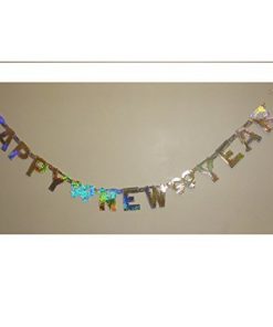 Set of 4 Holographic Silver Happy New Year Letter Banners - New Years Eve Decorations