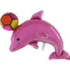 Pack of 3 - 45 Inch Pink Dolphin With Ball Foil Balloon - Inflate With Air Or Helium